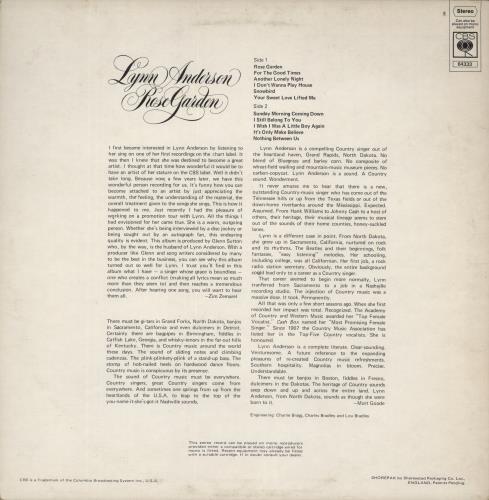 Lynn Anderson Rose Garden vinyl LP album (LP record) UK LY-LPRO332087