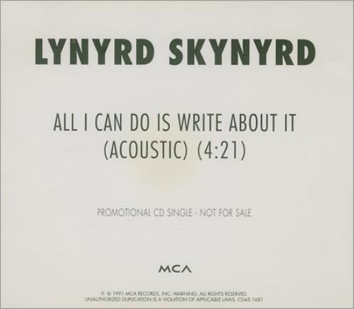 Lynyrd Skynyrd All I Can Do Is Write About It CD single (CD5 / 5") US LRDC5AL201283