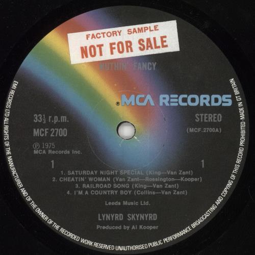 Lynyrd Skynyrd Nuthin' Fancy - 1st - Factory Sample vinyl LP album (LP record) UK LRDLPNU747293