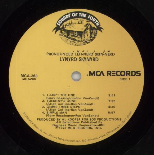 Lynyrd Skynyrd Pronounced Leh-nerd Skin-nerd - 1st - VG vinyl LP album (LP record) US LRDLPPR865413