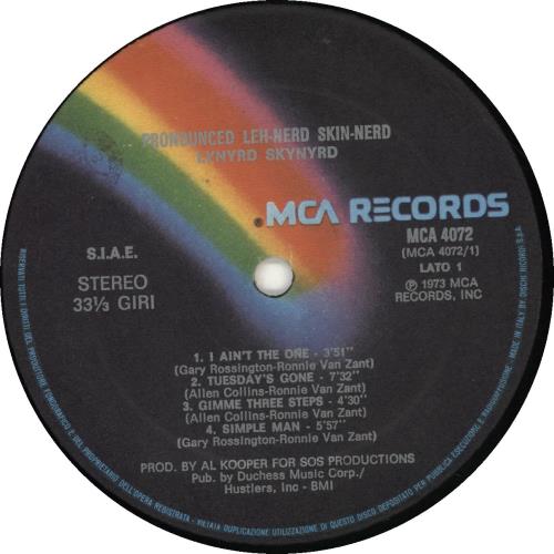 Lynyrd Skynyrd Pronounced Leh-nerd Skin-nerd vinyl LP album (LP record) Italian LRDLPPR692804