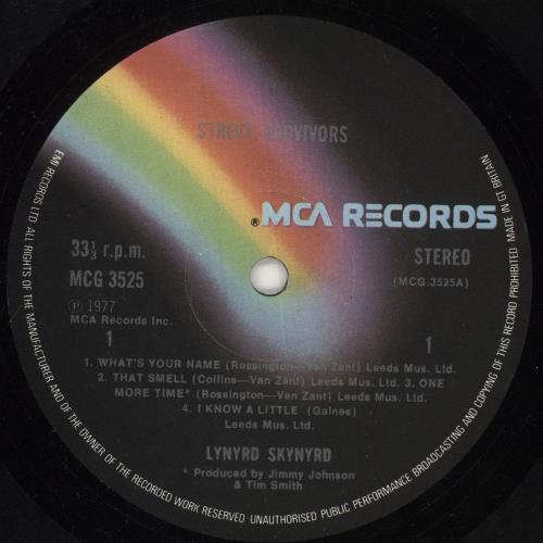 Lynyrd Skynyrd Street Survivors - Withdrawn - Mispressed label vinyl LP album (LP record) UK LRDLPST748910