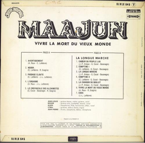 Maajun Vivre La Mort Du Vieux Monde vinyl LP album (LP record) French 2BKLPVI805413