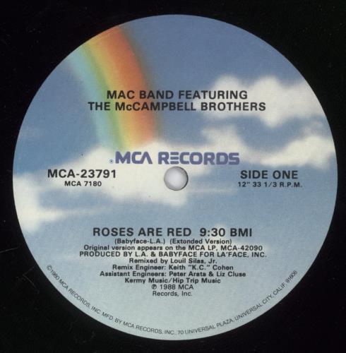Mac Band Roses Are Red 12" vinyl single (12 inch record / Maxi-single) US MBD12RO890966