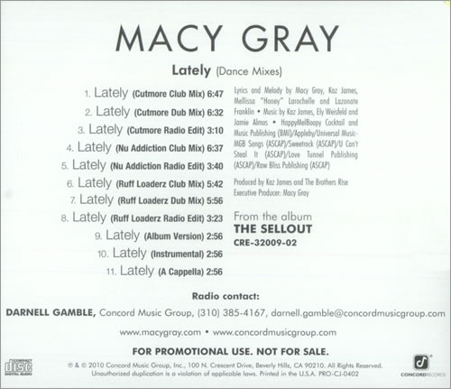 Macy Gray Lately (Dance Mixes) CD album (CDLP) US MYGCDLA525914