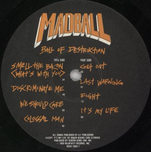 Madball Ball Of Destruction - 1st 7" vinyl single (7 inch record / 45) US NHD07BA851836