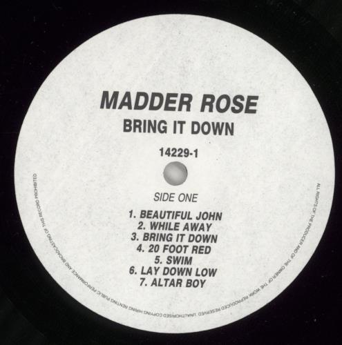 Madder Rose Bring It Down vinyl LP album (LP record) US MRELPBR270243