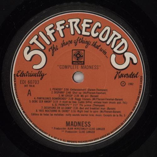 Madness Complete Madness vinyl LP album (LP record) Mexican MDNLPCO881741