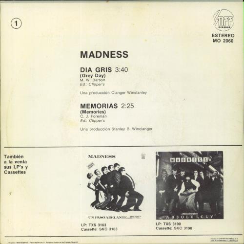 Madness Dia Gris 7" vinyl single (7 inch record / 45) Spanish MDN07DI131720