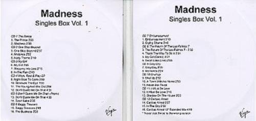 Madness Singles Box CD-R acetate UK MDNCRSI266805