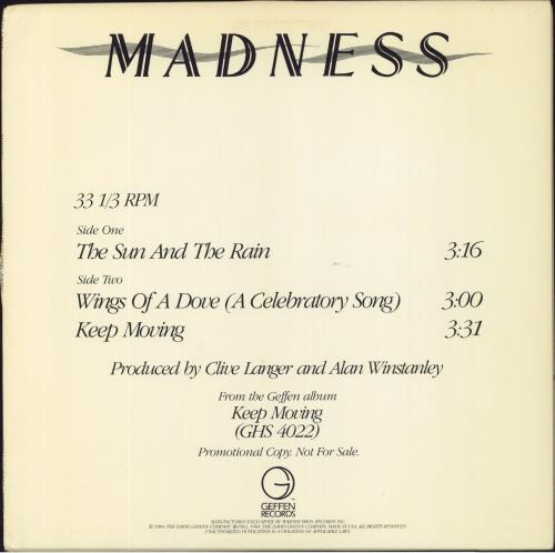 Madness The Sun And The Rain 12" vinyl single (12 inch record / Maxi-single) US MDN12TH22648