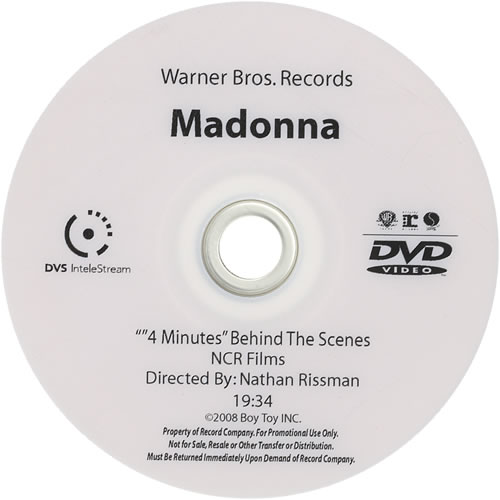 Madonna 4 Minutes - Behind The Scenes promo DVD-R US MADDRMI493601