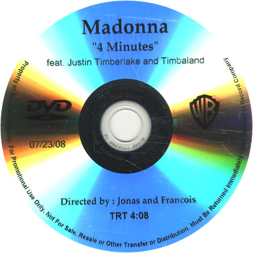Madonna 4 Minutes promo DVD-R US MADDRMI449754