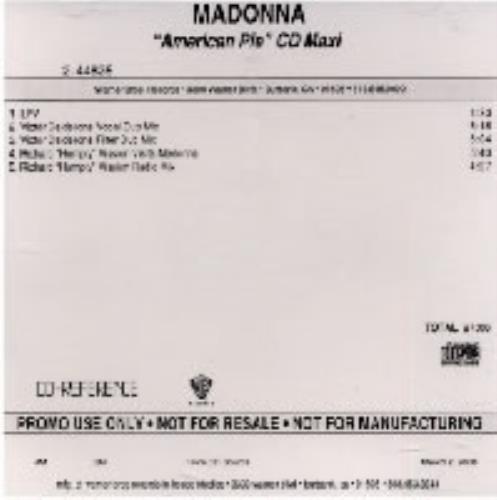 Madonna American Pie - 5 trk CD-R acetate US MADCRAM153628