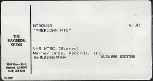 Madonna American Pie video (VHS or PAL or NTSC) US MADVIAM270291