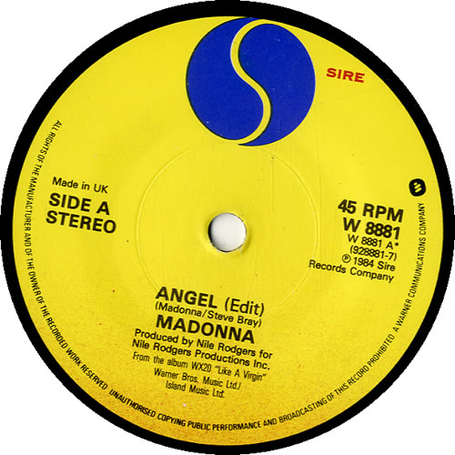 Madonna Angel - Solid + Paper Sleeve 7" vinyl single (7 inch record / 45) UK MAD07AN333293