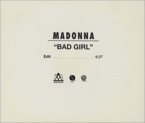 Madonna Bad Girl CD single (CD5 / 5") US MADC5BA14650