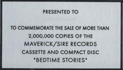Madonna Bedtime Stories award disc US MADAWBE433089