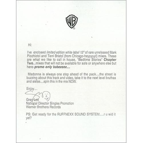 Madonna Bedtime Story - Chapter II Remixes 12" vinyl single (12 inch record / Maxi-single) US MAD12BE48408