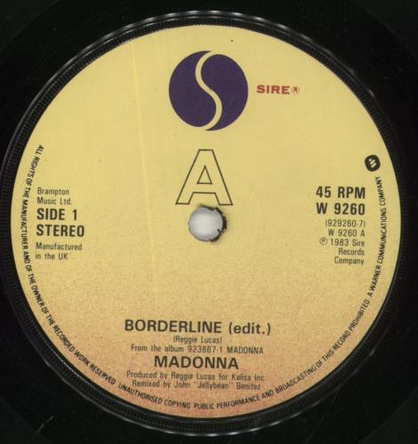 Madonna Borderline - 1st - Solid - Card Sleeve 7" vinyl single (7 inch record / 45) UK MAD07BO35630