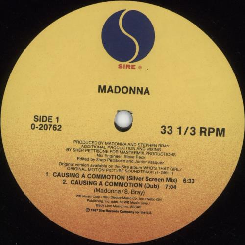 Madonna Causing A Commotion 12" vinyl single (12 inch record / Maxi-single) US MAD12CA458938