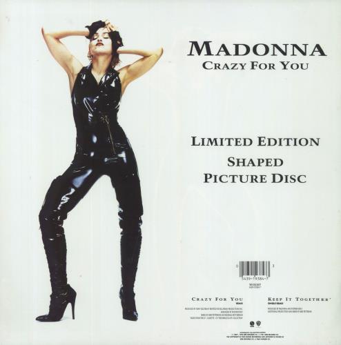 Madonna Crazy For You + Plinth - tea stained shaped picture disc (picture disc vinyl record) UK MADSHCR730532