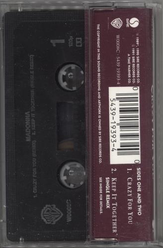 Madonna Crazy For You - Black cassette single UK MADCSCR41788