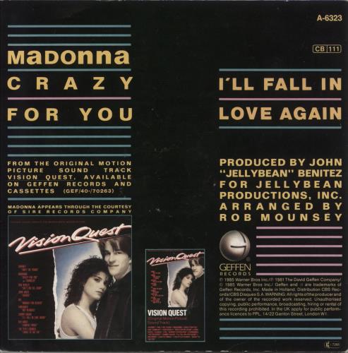 Madonna Crazy For You 7" vinyl single (7 inch record / 45) Dutch MAD07CR49837