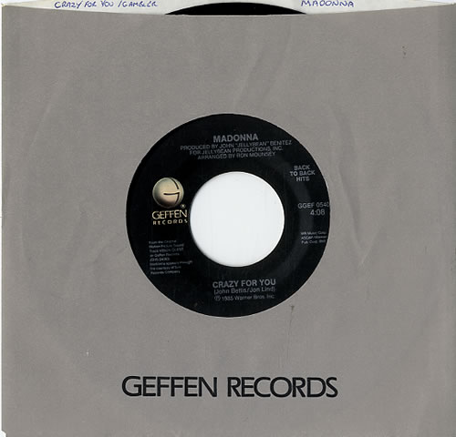 Madonna Crazy For You 7" vinyl single (7 inch record / 45) US MAD07CR610128