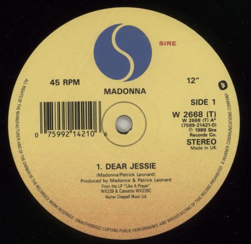 Madonna Dear Jessie - Ex 12" vinyl single (12 inch record / Maxi-single) UK MAD12DE730513
