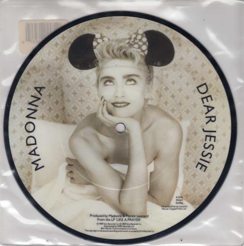 Madonna Dear Jessie - Stickered Sleeve 7" vinyl picture disc 7 inch picture disc single UK MAD7PDE05356