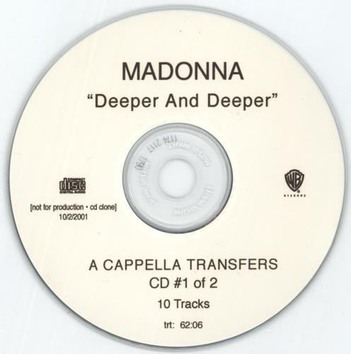 Madonna Deeper And Deeper Acappella Transfers CD1 CD-R acetate US MADCRDE202131