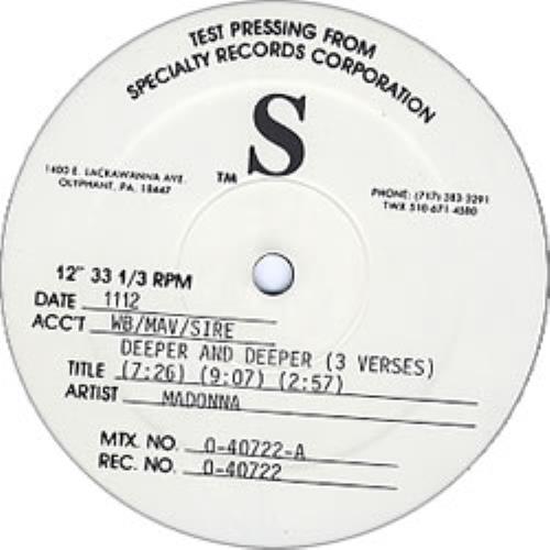 Madonna Deeper And Deeper 12" vinyl single (12 inch record / Maxi-single) US MAD12DE12687