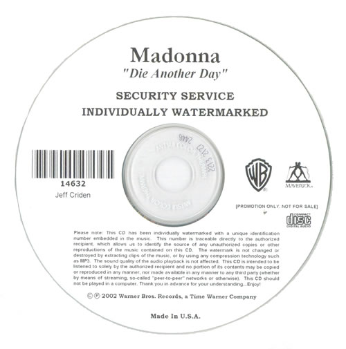 Madonna Die Another Day CD-R acetate US MADCRDI528223