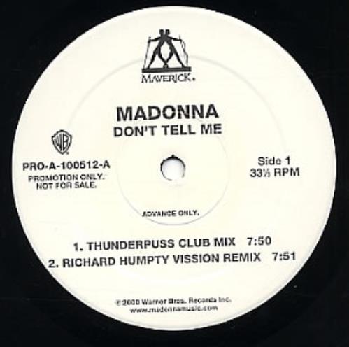 Madonna Don't Tell Me 12" vinyl single (12 inch record / Maxi-single) US MAD12DO172410