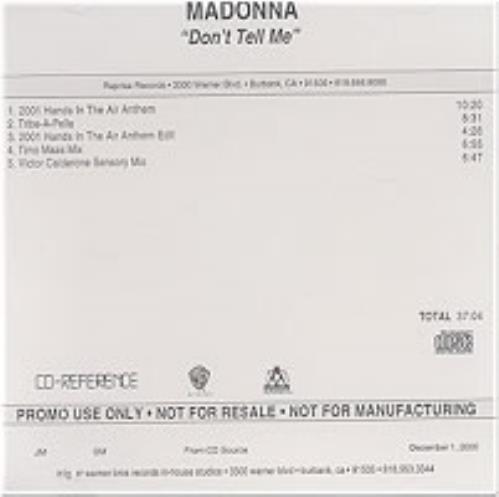 Madonna Don't Tell Me CD-R acetate US MADCRDO184273