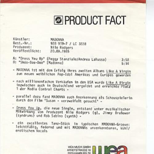 Madonna Dress You Up 7" vinyl single (7 inch record / 45) German MAD07DR309315