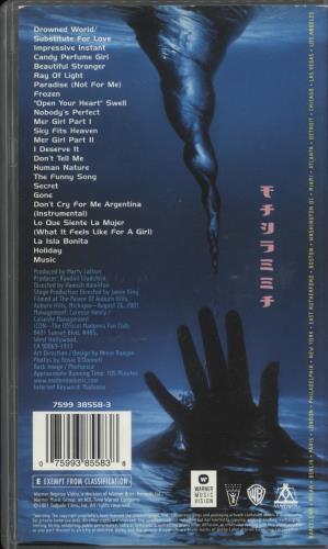 Madonna Drowned World Tour 2001 video (VHS or PAL or NTSC) UK MADVIDR865783