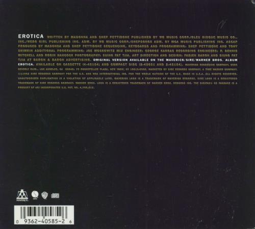 Madonna Erotica Remixes CD single (CD5 / 5") US MADC5ER10506
