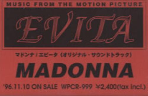 Madonna Evita cassette album Japanese MADCLEV314647
