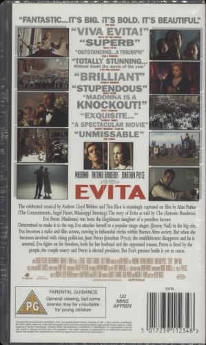 Madonna Evita video (VHS or PAL or NTSC) UK MADVIEV865760