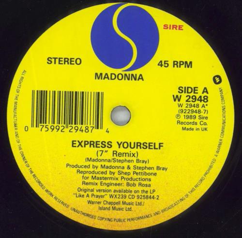 Madonna Express Yourself - Poster Sleeve 7" vinyl single (7 inch record / 45) UK MAD07EX06943