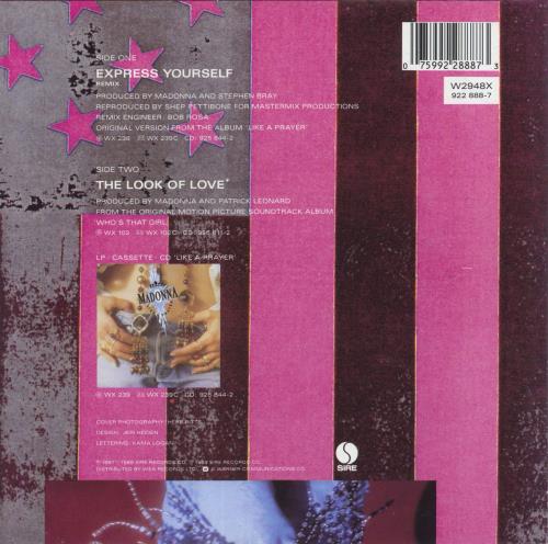 Madonna Express Yourself - Poster Sleeve 7" vinyl single (7 inch record / 45) UK MAD07EX06943