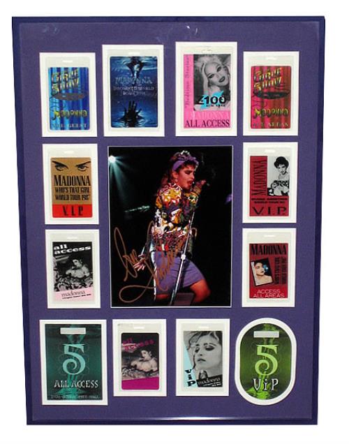Madonna Framed Signed Photograph & Backstage Passes memorabilia US MADMMFR427134