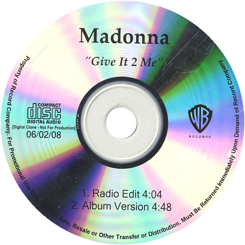 Madonna Give It 2 Me CD-R acetate US MADCRGI460776