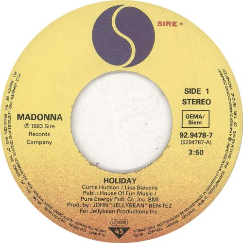Madonna Holiday - EX 7" vinyl single (7 inch record / 45) German MAD07HO740891