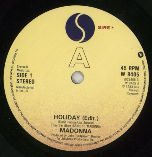 Madonna Holiday - Solid - Train Card Sleeve 7" vinyl single (7 inch record / 45) UK MAD07HO05344
