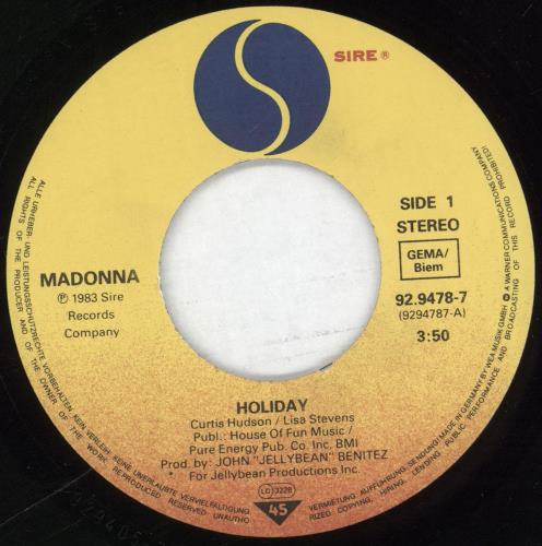 Madonna Holiday 7" vinyl single (7 inch record / 45) German MAD07HO253830