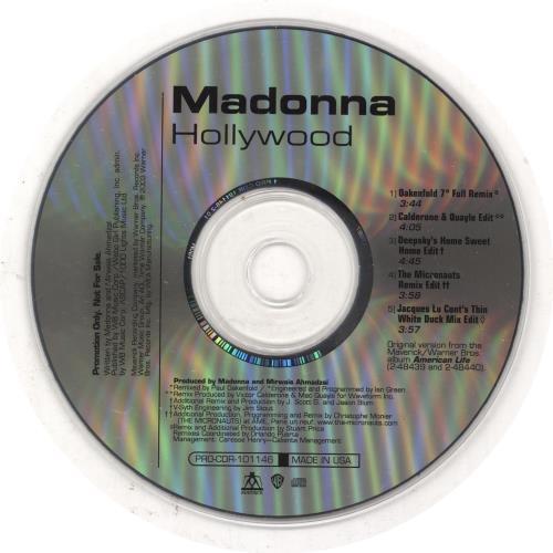 Madonna Hollywood Remixes CD single (CD5 / 5") US MADC5HO251487