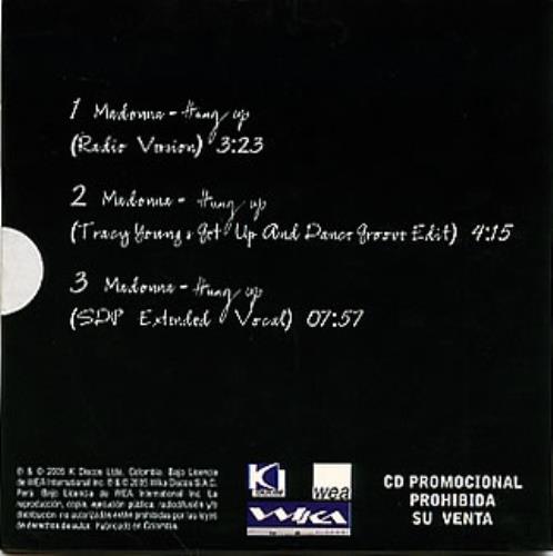 Madonna Hung Up CD single (CD5 / 5") Colombian MADC5HU346237
